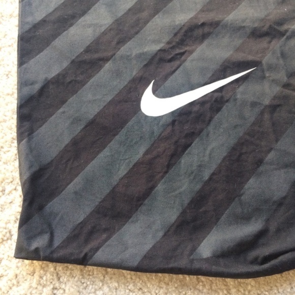 Nike Thick Cotton Canvas Tie String Travel Bag In Black & Grey - Picture 3 of 9